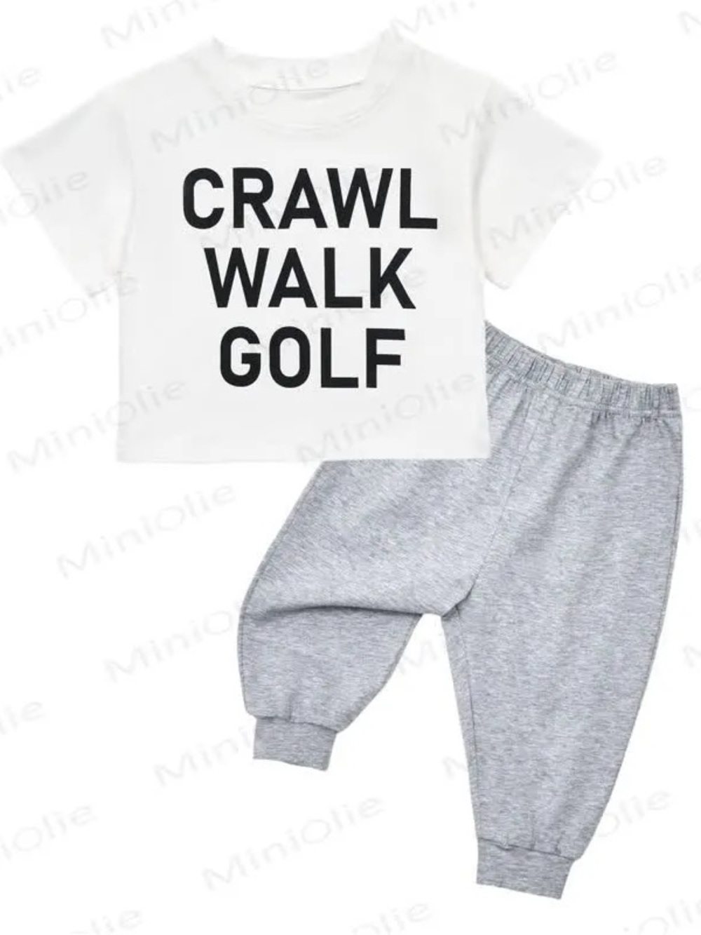 CRAWL WALK GOLF Baby Short Sleeve Top Jogger Pants 2 Piece Outfit Set